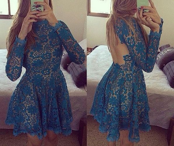 Vestido Blue Lace Open Back Lindo e Fofo Boneca