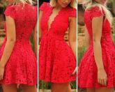 Vestido Red Lace Decote Frontal Lace 2015