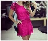 Vestido Pink Renda lace Super  Fofo