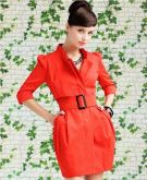 Women's red fashion coats Sobretudo Vestido Sexy